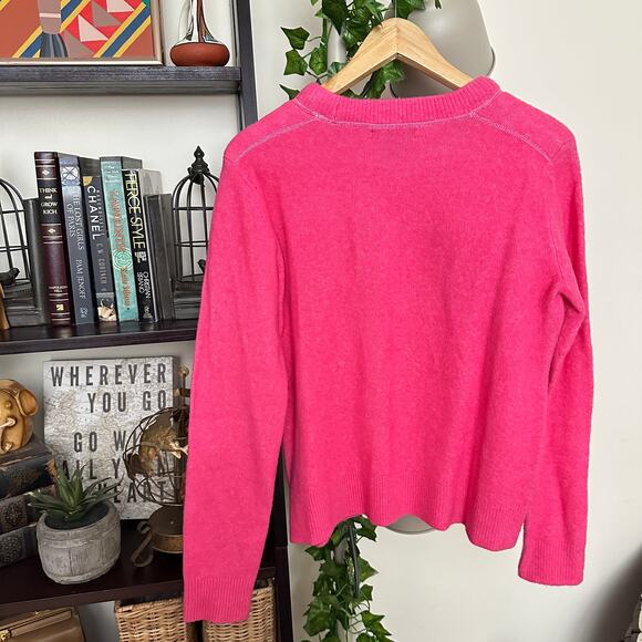 CLUB MONACO Wool Pullover Crewneck Sweater Hot Pink Sz XS {AA35} - Picture 3 of 4